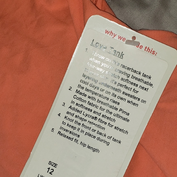 🍋Lululemon Love Racerback Tank Sz 12 Coral Orange - Picture 2 of 3